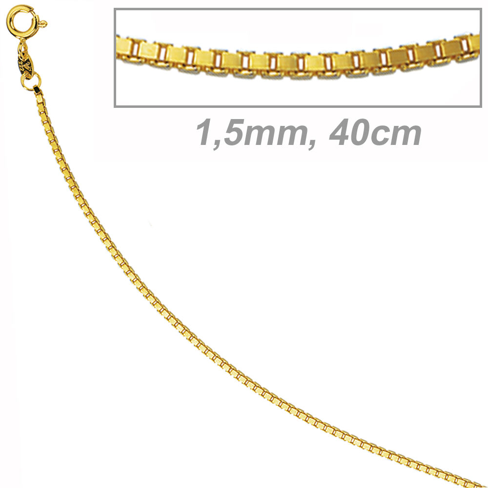Venezianerkette 333 Gelbgold 1,5 mm 40 cm Gold Kette Halskette Federring