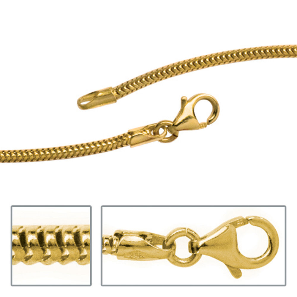 Schlangenkette 333 Gelbgold 1,9 mm 40 cm Gold Kette Halskette Karabiner