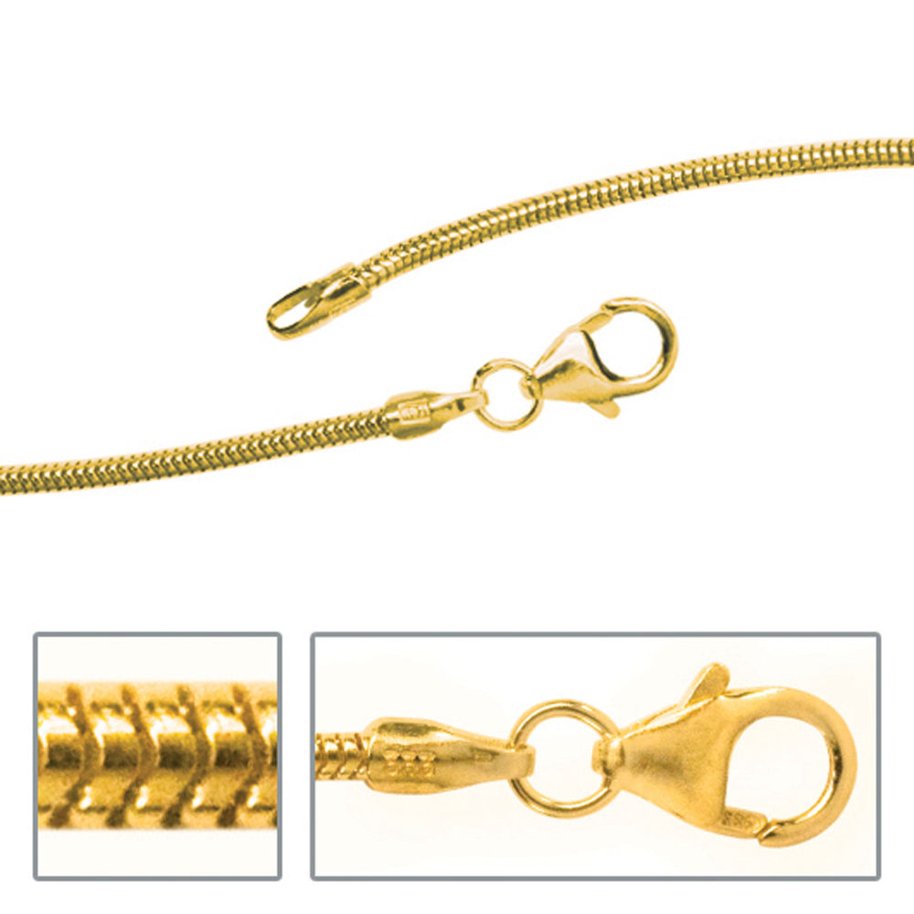 Schlangenkette 333 Gelbgold 1,4 mm 40 cm Gold Kette Halskette Karabiner