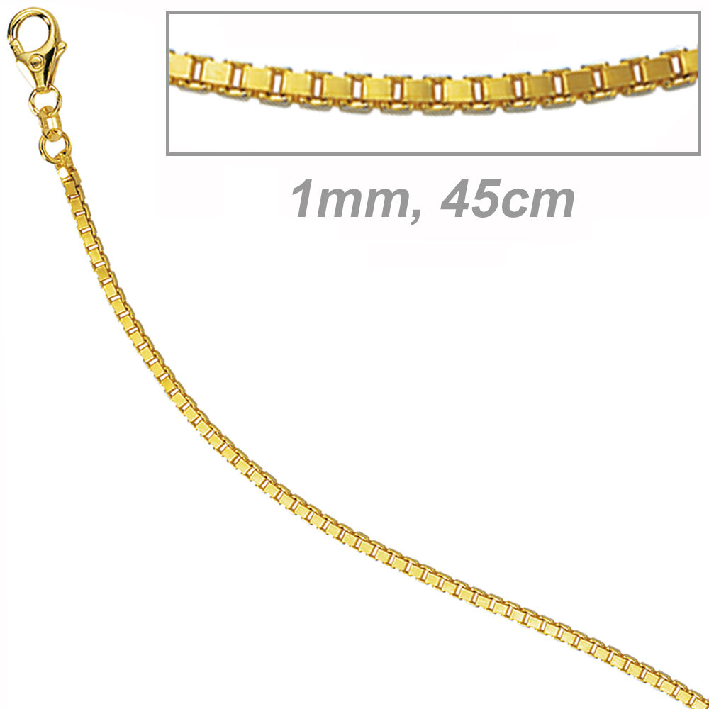 Venezianerkette 333 Gelbgold diamantiert 1,0 mm 45 cm Gold Halskette Karabiner