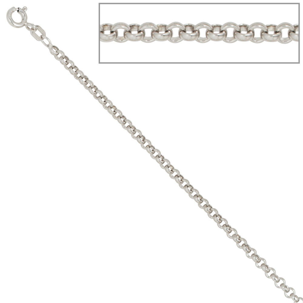 Erbskette 925 Sterling Silber rhodiniert 2,5 mm 45 cm Halskette Kette Federring