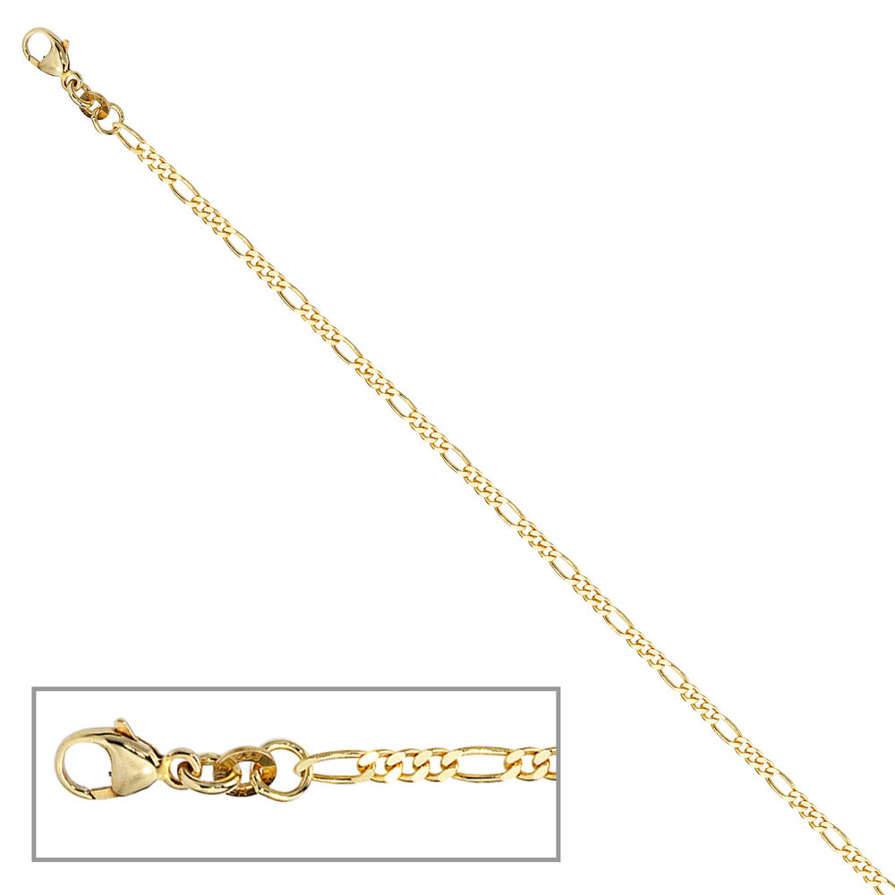 Figarokette 333 Gelbgold 50 cm Gold Kette Halskette Karabiner