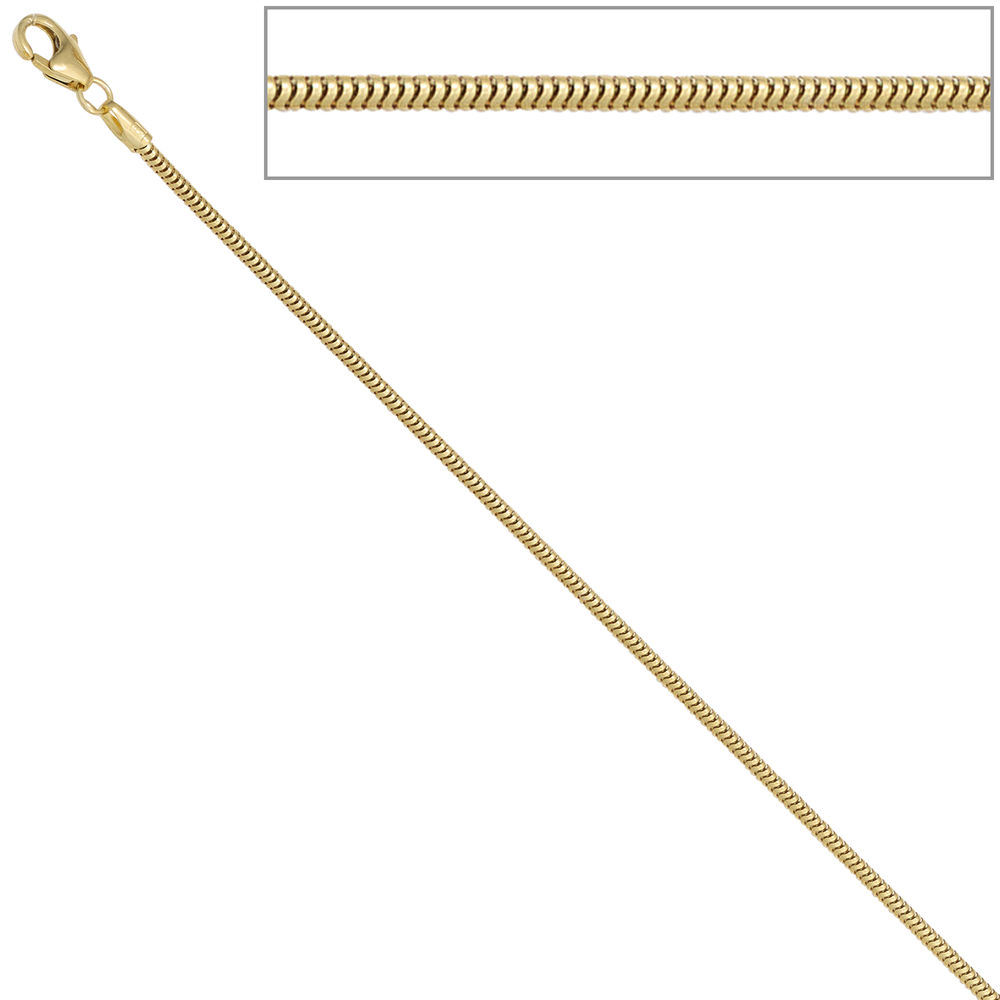 Schlangenkette 333 Gelbgold 1,6 mm 42 cm Karabiner Gold Kette Halskette