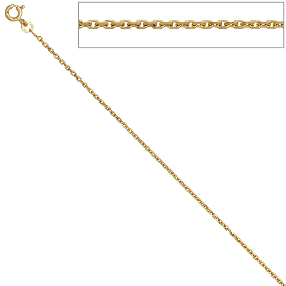 Ankerkette 333 Gelbgold diamantiert 1,6 mm 50 cm Gold Kette Halskette Federring