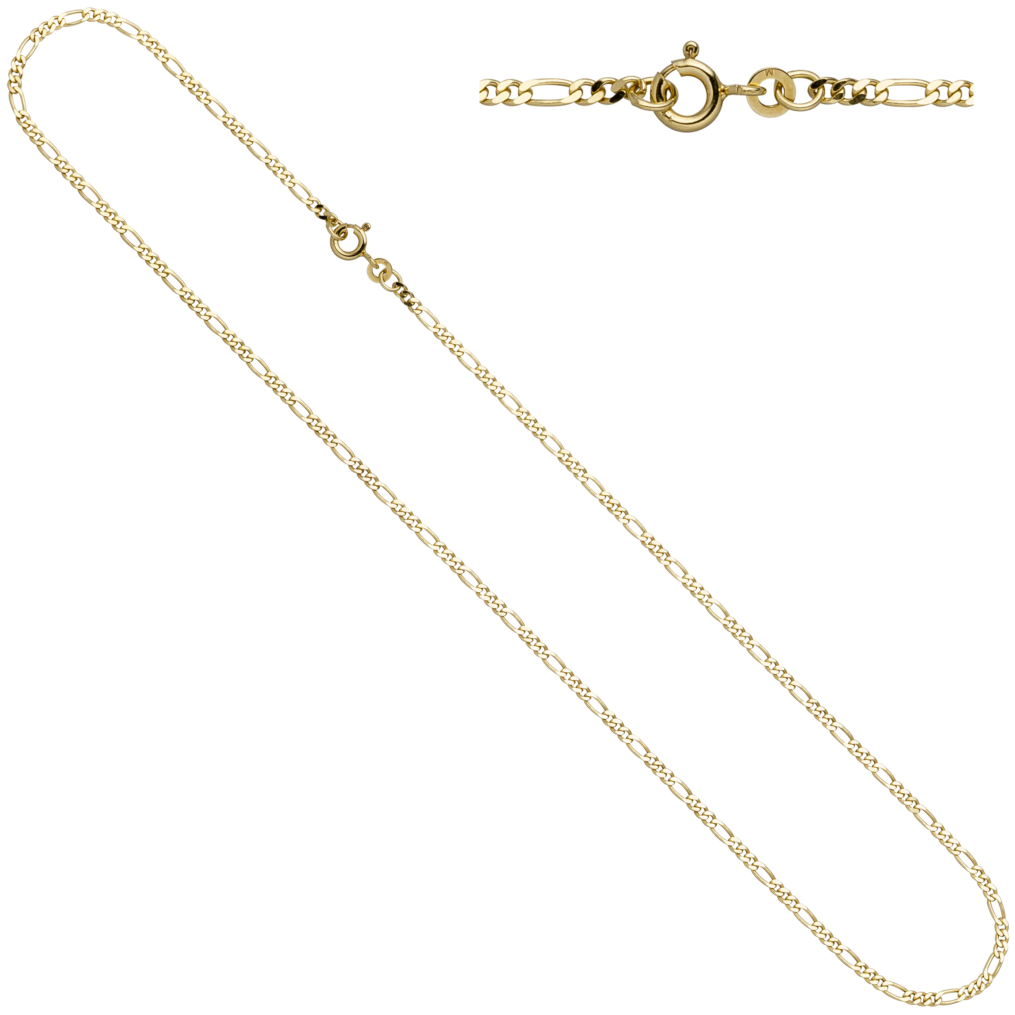Figarokette 333 Gelbgold 2,3 mm 50 cm Gold Kette Halskette Federring