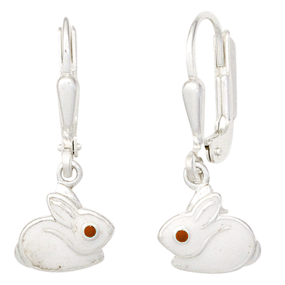 Kinder Boutons Hase 925 Sterling Silber rhodiniert Ohrringe Ohrhnger