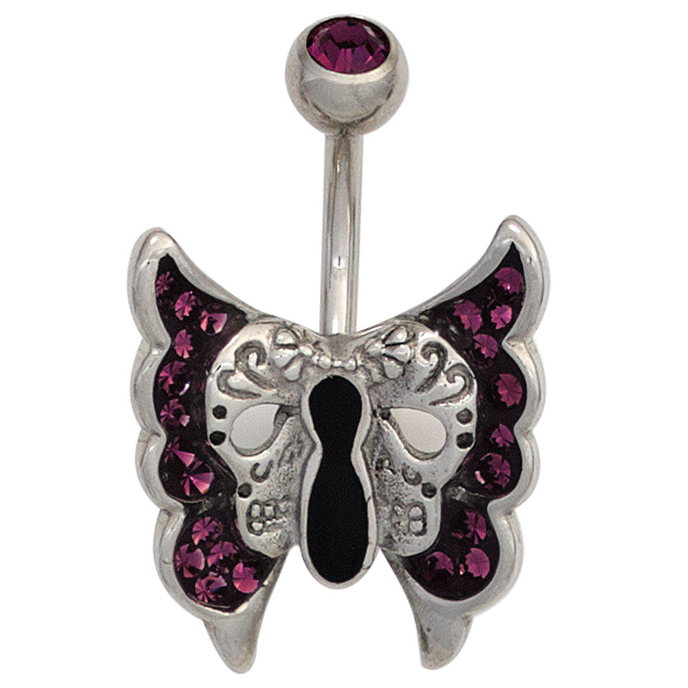 Bauchnabel Piercing Schmetterling Edelstahl mit Swarovski-Elements