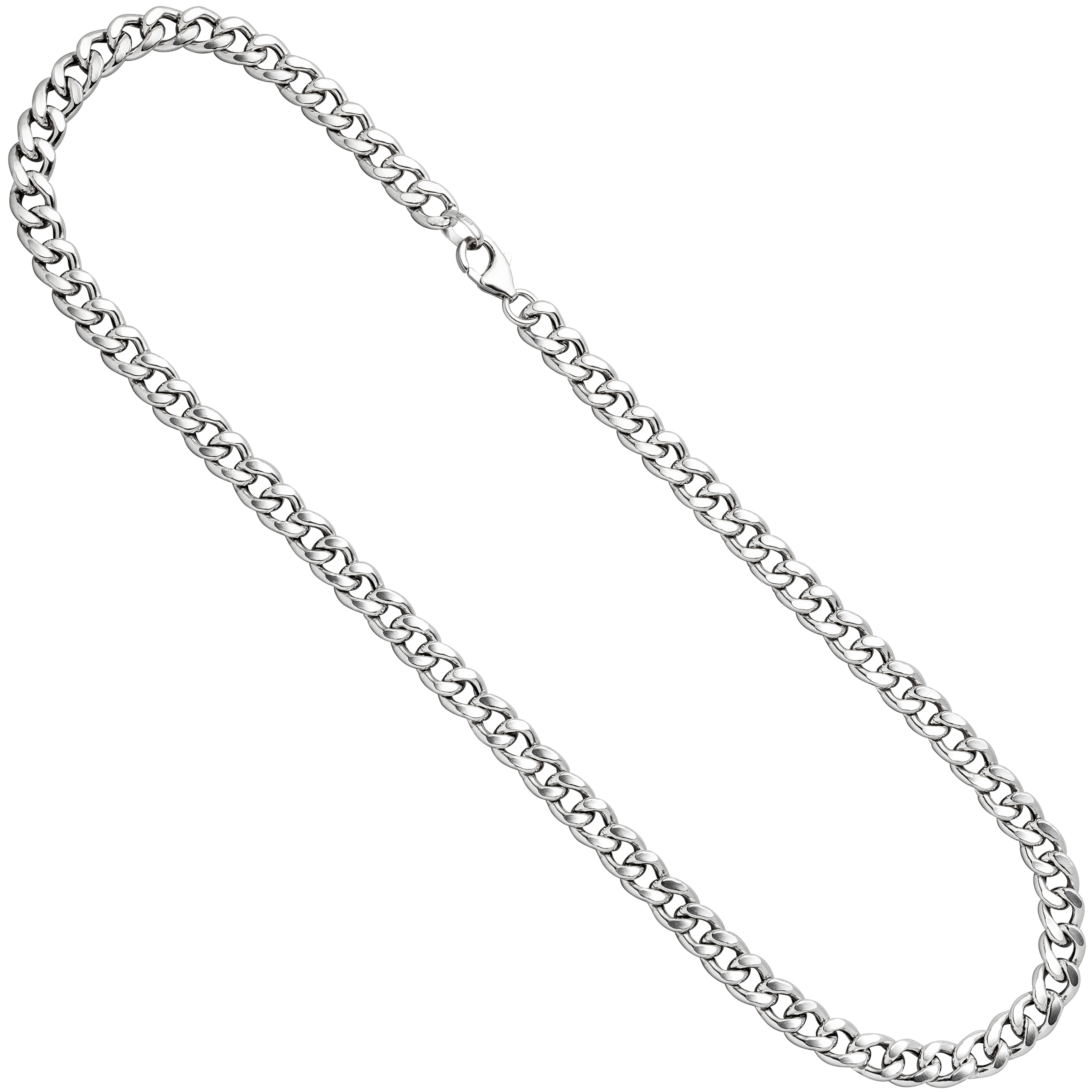 Panzerkette 925 Sterling Silber rhodiniert 50 cm Halskette Kette Karabiner